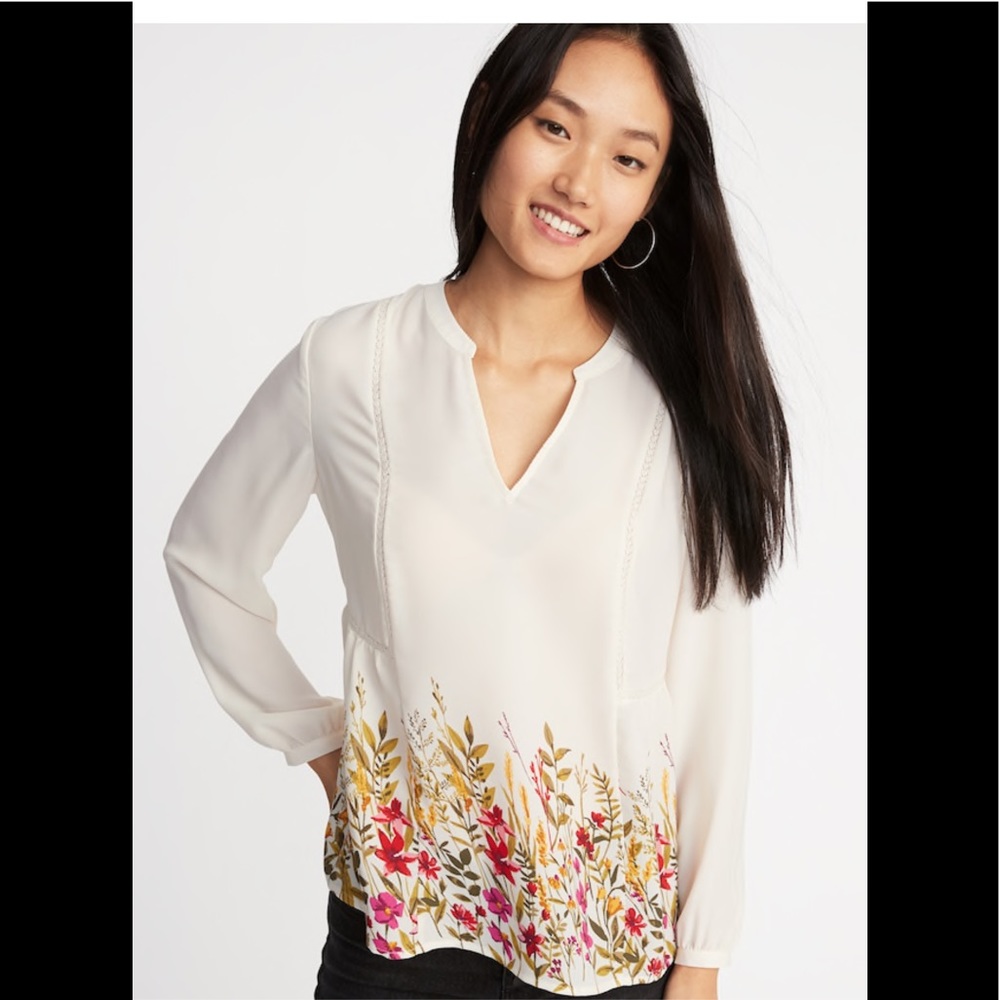 Floral-Print Georgette Swing Blouse for Women